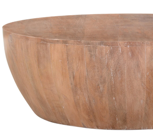 Table basse pliable artisanale moderne pour salon, en bois de manguier massif, finition marbre travertin brun clair, mobilier minimaliste - Product Image 5