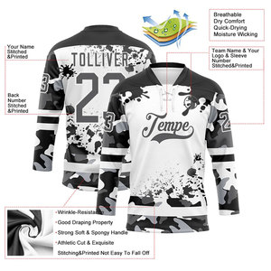 เสื้อฮอกกี้น้ำแข็งทีมชาย แขนยาว สกรีนชื่อและหมายเลขได้ ระบายอากาศได้ดี ผลิตจากโพลีเอสเตอร์ ชุดยูนิฟอร์มสำหรับผู้ใหญ่ - Product Image 5
