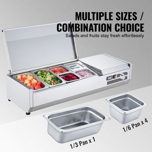 Stazione di Preparazione Condimenti Elettrica da Banco 135 W, 2 Vasche da 2 1/3, 4 Vasche da 4 1/6, Dispositivo Refrigerato in Acciaio Inox 304 - Product Image 3