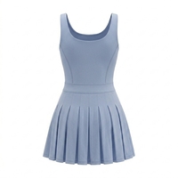 Robe de pickleball pour femme grande taille, unie, sportive, respirante, à compression, avec logo personnalisé, coutures plates profilées et fente plissée
