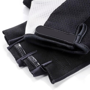 Gants de cyclisme noirs à demi-doigts, paume rembourrée en néoprène, coutures renforcées, respirants, confortables, pour l'entraînement, unisexe - Product Image 5
