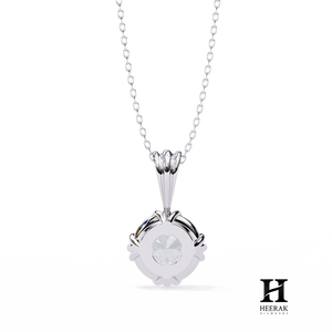 Pendentif solitaire classique à 6 griffes avec diamant rond, collier en or 14K/18K pour femme - Product Image 5