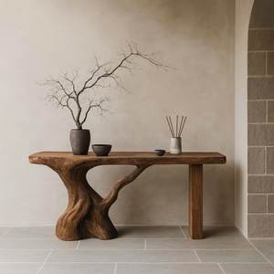 Mesa de Entrada Hecha a Mano, Mueble Consola Rústico con Borde Natural, Madera Sólida Moderna, Decoración Única para el Hogar - Product Image 3