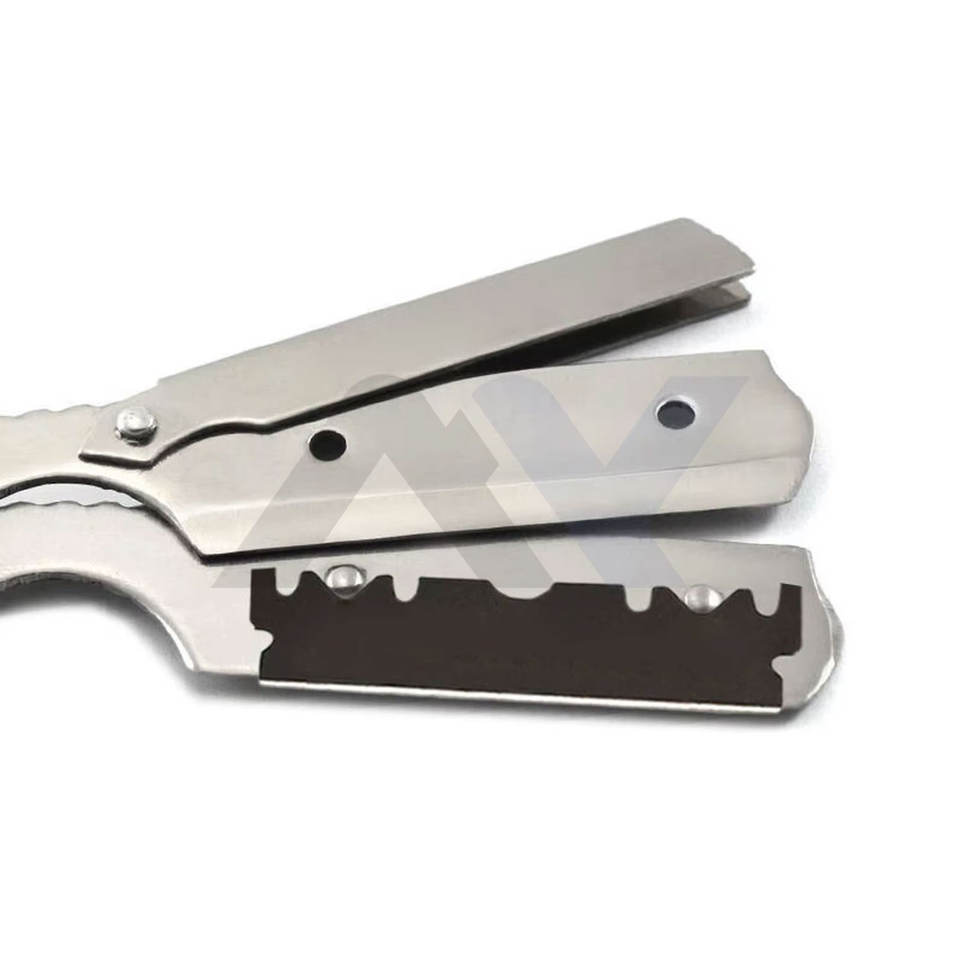 Premium Folding Stainless Steel Cut Throat Razor Men Heavy Duty Barber ...