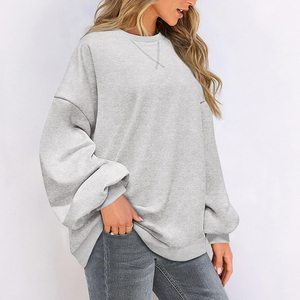 Sweat-shirt à capuche oversize pour femme, col montant, en coton uni, pull brodé, coupe courte - Product Image 6