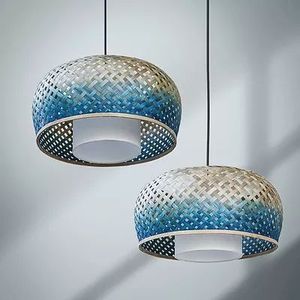 Signature Creative Gradient Design Bamboo Lampshade Handmade Woven Ceiling Pendant <b>Light</b> <b>Fixture</b> <b>Rustic</b> Chandelier - Product Image 2