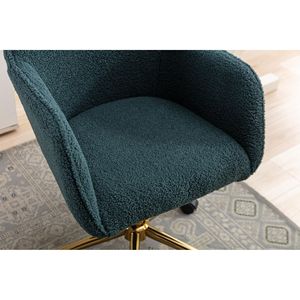Sedia da Ufficio Moderna con Altezza Regolabile, Rotazione a 360°, Rivestimento in Tessuto Teddy, Gambe in Metallo Dorato, Ruote Universali - Product Image 5