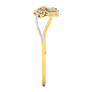 กำไลข้อมือเพชรเลี้ยงในห้องปฏิบัติการ 1.50 กะรัต สำหรับผู้หญิง ยี่ห้อ EtherStar Jewels รับรองโดย IGI ทองคำแท้ 18K ลายดอกไม้ผีเสื้อ ดีไซน์แบบ Bypass Cuff เครื่องประดับชั้นดี - Product Image 3