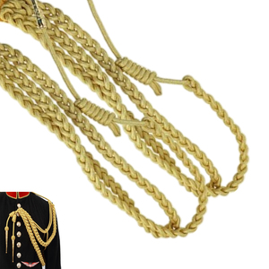 Aiguillette dorée uniforme, cordon en fil doré, aiguillette de cérémonie britannique, cordon métallique doré synthétique avec attaches - Product Image 2