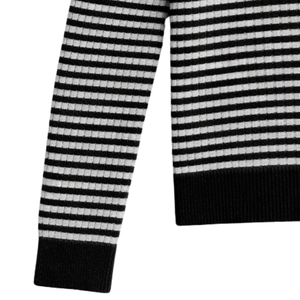 Haut en maille mérinos pour femme, col rond, manches longues, léger, doux, rayé, pull décontracté, couche de base, haut tendance - Product Image 4