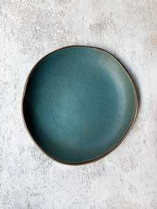 Round <b>Ceramic</b> <b>Plate</b> With Strawberry Pattern Handpainted Flat Dish Cute Design Green Checkered Background - Product Image 5