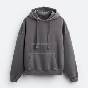 Sudadera con capucha recortada de gran tamaño lavada con ácido Vintage para hombre, sudadera desgastada con estampado de hombros caídos para invierno - Product Image 5