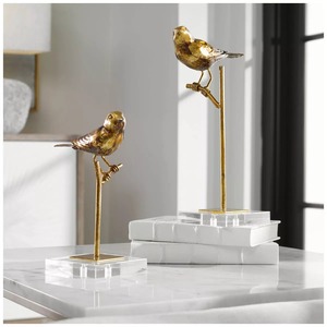 Figurines d'oiseaux faites à la main, décoration de table Art déco, 2 pièces, sculptures d'animaux pour le salon - Product Image 5