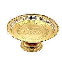 14 "beau plateau en laiton antique thaïlandais classique de piédestal avec la conception d'éléphant. Parfait pour hôtels, restaurants servant assiette.