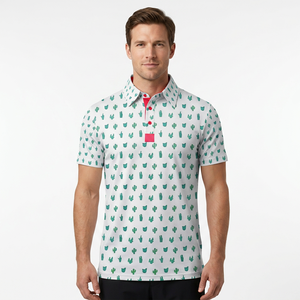 เสื้อโปโลแขนสั้นผู้ชายลายกระบองเพชร ผ้าฝ้ายอ๊อกซ์ฟอร์ด 100% สไตล์ลำลอง ระบายอากาศได้ดี - Product Image 4