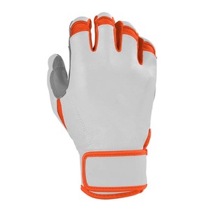 Guantes de bateo blancos con ribete naranja, acolchados, de cuero, con cierre de velcro, para entrenamiento, unisex, para adultos - Product Image 3