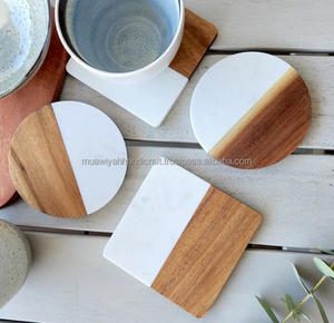 Posavasos de mármol y madera de diseño de lujo de la mejor calidad Posavasos de té de piedra de mármol natural con forma personalizada al por mayor - Product Image 1