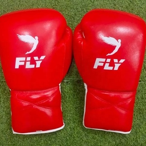 ถุงมือชกมวย OEM Fly Red White X Line Super Lace แบบสั่งทำพิเศษ สำหรับฝึกซ้อมมืออาชีพ หนังแท้ น้ำหนักเบา กันลื่น สำหรับมวยไทย - Product Image 2