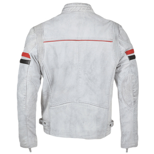 Blouson de moto en cuir noir pour homme, manches longues, impression réfléchissante, respirant, style color block, toutes saisons - Product Image 4