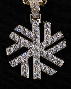 Snowflake Moissanite Pendant Necklace Round Brilliant Cut Rhodium Plated Gold Color Luxury Gift Jewelry - Product Image 1