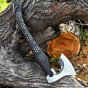 Burraq Hacha de Acero al Carbono Hecha a Mano de 19 Pulgadas con Mango de Palisandro y Cuero, Cuchilla de 4 1/2 Pulgadas, para Bricolaje, Uso Industrial y Exterior - Product Image 3