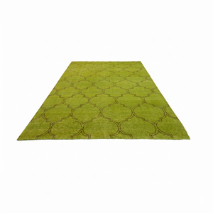 Tapis décoratif DECORDEC en laine vert olive, motif quadrifoliaire, antidérapant, écologique, pour salon, hôtel, villa - Product Image 2