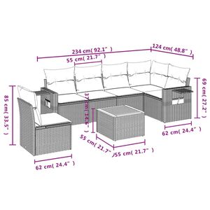 Juego de sofás de patio de ratán sintético negro de 7 piezas con cojines, elegantes muebles de exterior - Product Image 3
