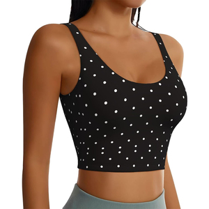 Sujetador deportivo transpirable y sencillo para yoga, color negro con puntos blancos, que absorbe la humedad, de alta sujeción, para gimnasio, para adultos. - Product Image 5