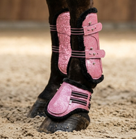 Protector de Tendones para Caballo, de Tela Brillante Rosa, con Neopreno Elástico, Color Personalizado, Ligero y Acolchado