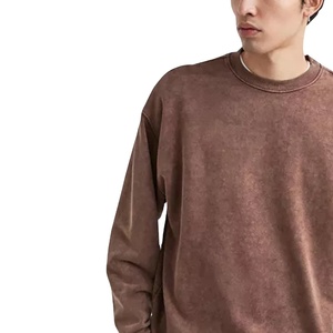 Sweat-shirts pour hommes effet délavé avec service OEM, sweat-shirt col rond à manches longues sur mesure pour hommes 2026 - Product Image 3