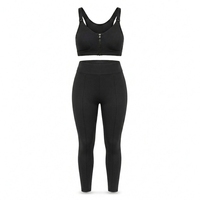 Ensemble 2 pièces sportif uni pour femme : Soutien-gorge de sport zippé et Legging taille haute respirant en tricot Spandex, séchage rapide, coupe régulière