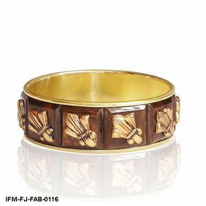 กำไลไม้ทำมือสไตล์ชาติพันธุ์ ประดับลายดอกไม้ชุบทอง กำไลข้อมือแบบอินเดียดั้งเดิมสำหรับผู้หญิง - Product Image 4