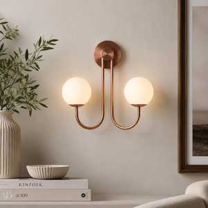 Minimalist Brass Wall Sconce Round Globe Light Indoor Modern Home Decor Living Room Fixture Warm Glow Lighting - Product Image 5