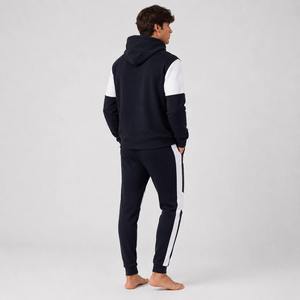 Conjunto de Sudadera y Pantalones de Algodón para Hombre, Azul Marino y Blanco, Ligero, con Capucha, Manga Larga, Casual, Otoño, Ajuste Holgado, Cierre Frontal - Product Image 5