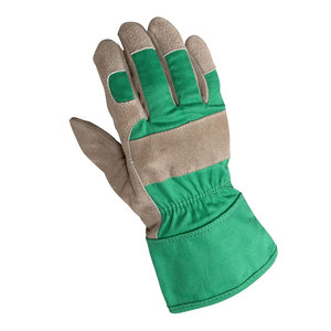 Gants de travail en cuir vert et beige, longueur poignet, respirants, pour usage extérieur, style uni, printemps-automne, gants de sécurité - Product Image 4