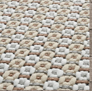 Tapis décoratif en jute texturé ivoire et beige, à motif doux et en relief pour un confort supplémentaire, disponible à prix de gros. - Product Image 1