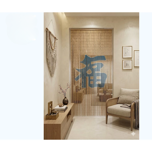 Traditional Vertical Bamboo Beaded Curtain Blue Fu Character Bohemian Style Blackout Sliding Window Use Eco-Friendly Durable - Product Image 4
