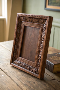 Cadre photo carré rotatif multifonctionnel en bois fait main, découpe et impression, présentoir vertical de table, décoration intérieure - Product Image 2