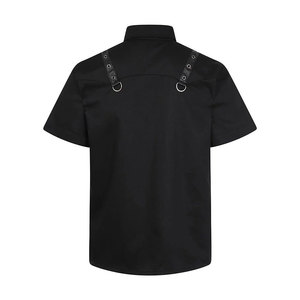 Customized <b>Men's</b> Gothic Industrial Short-Sleeve Shirt - Black Metal & Zipper Detail Top Factory Supplies - Product Image 2