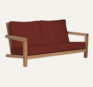 Canapé de jardin extérieur en teck massif avec coussins résistants aux intempéries, design minimaliste moderne pour patio, terrasse, piscines - Product Image 4