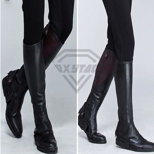 Oxytag Sports Unisex English High Quality Horse Riding <b>Half</b> <b>Chaps</b> Genuine Leather Zipper Closure High Waist Equestrian Sets - Product Image 6