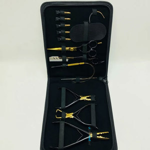 Kit d'outils professionnels pour extensions de cheveux avec pince multifonctionnelle, ouvre-microperles et pince à maillons, logo noir et or - Product Image 6