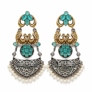 Pendientes Colgantes Bohemios de Plata Oxidada Bicolor con Engaste de Bisel de Ónix, Joyería de Aleación para Mujer, Envío Rápido para Pedidos al por Mayor - Product Image 2