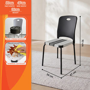 Modern <b>Dining</b> <b>Chair</b> <b>Plastic</b> Side <b>Chair</b> with Oval Backrest Marble Look Seat for Home Hotel Apartment - Product Image 4