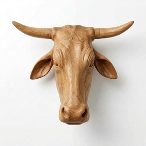 Décoration murale moderne en bois 3D faite à la main en forme de tête d'animal pour la maison avec motif nature morte élégant Décor Nouvel An Asiatique - Product Image 1