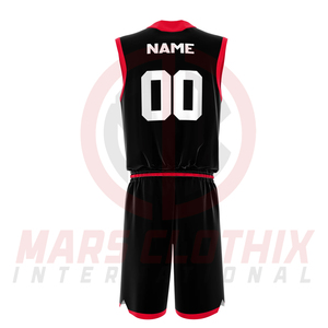 ชุดเสื้อและกางเกงบาสเก็ตบอลแบบเย็บติดกัน พิมพ์ลายแบบ Sublimation  ออกแบบชุดยูนิฟอร์มบาสเก็ตบอลของทีมคุณเองสำหรับผู้ชาย - Product Image 3