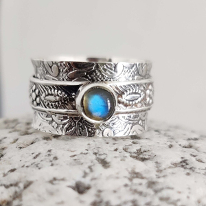 <b>Labradorite</b> Spinner <b>Ring</b> 925 Sterling Silver Handmade Fidget Meditation Jewelry <b>Ring</b> - Product Image 3