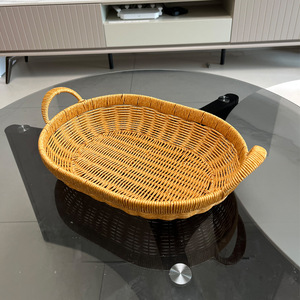 Großhandel Handgewebtes PP-<span class=keywords><strong>Rattan</strong></span> Aufbewahrungstablett Ovaler Korb Brot- und Speiseplatte Obst- und Kuchenplatte Serviertablett - Product Image 6