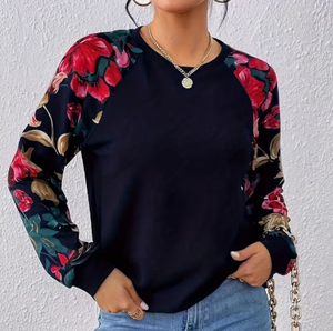 Sudadera de Punto con Estampado de Dibujos Animados para Mujer, Cuello Redondo, Manga Larga, Informal, para Otoño, 100% Algodón, Transpirable, Suave, 180g - Product Image 1
