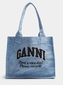 Bolso Tote Moderno de Alta Calidad con Diseño de Impresión Amarilla para Mujer, Bolso de Hombro para Viajes y Compras con Lona de Algodón Azul Vaquero - Product Image 6